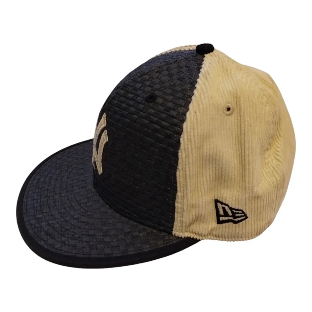 New Era Men's New York Yankees Weave-N-Cord Fitted Cap Hat‎ Size 7-1/4 Black Tan